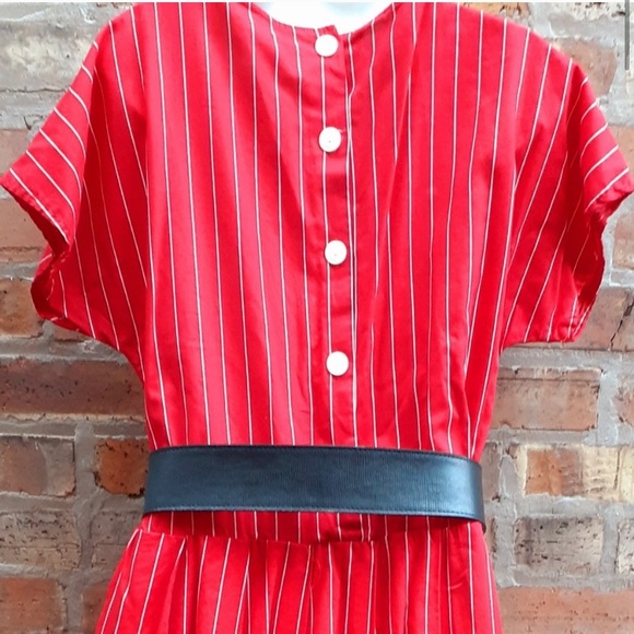Stunning Vintage red 80’s pinstripe midi dress ♥️ - Picture 7 of 7